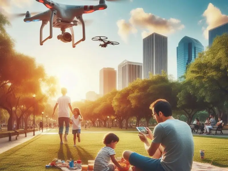 top-advantages-of-ai-powered-drone-systems-autonomous-drones-flying-in-a-park-as-childrens-play-around-with-their-family