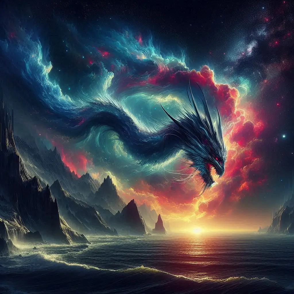 ai-art-dragon-in-space-diving-from-nebula-into-ocean