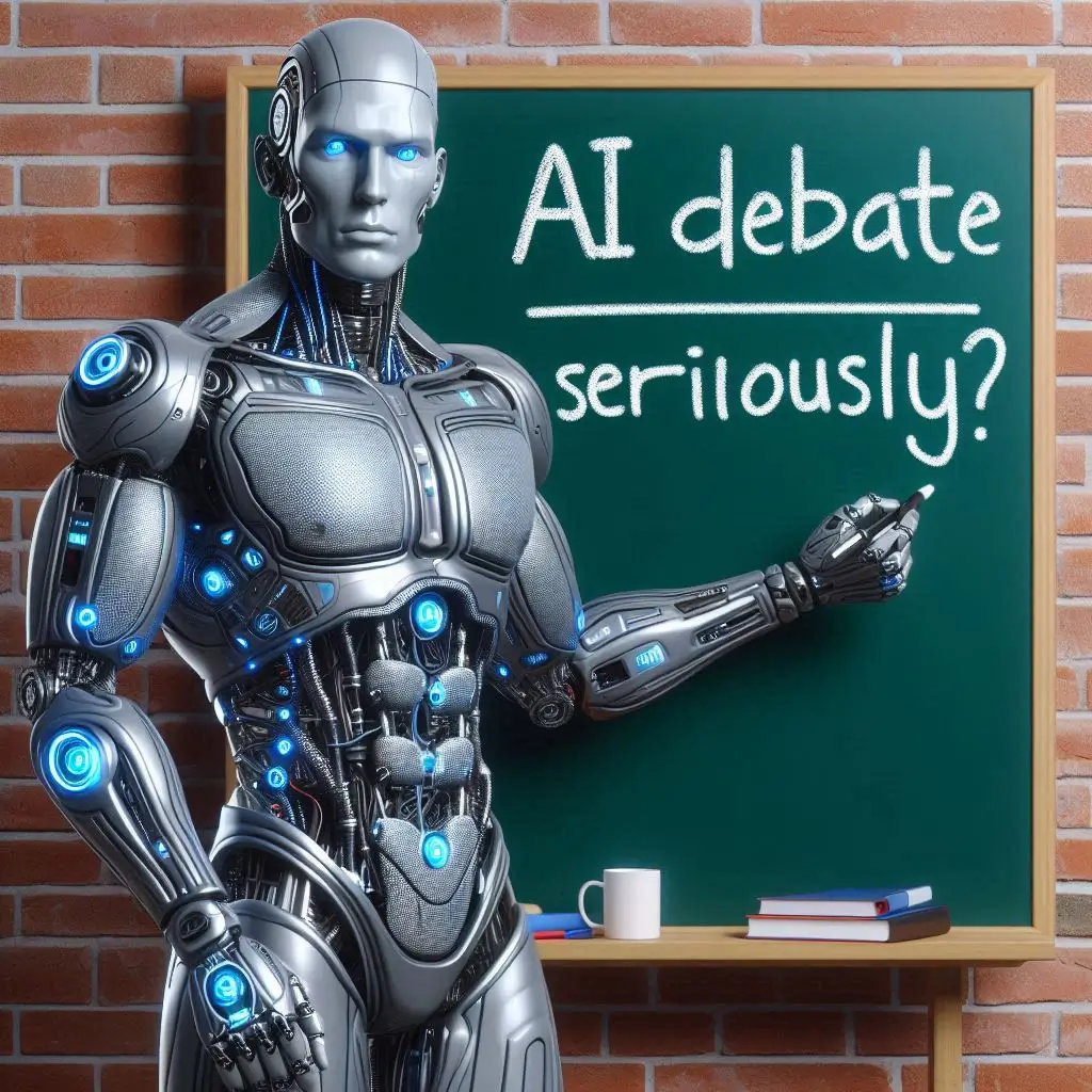 Artificial-intelligence-debate-topics-robot-standing-at-a-board-teaching