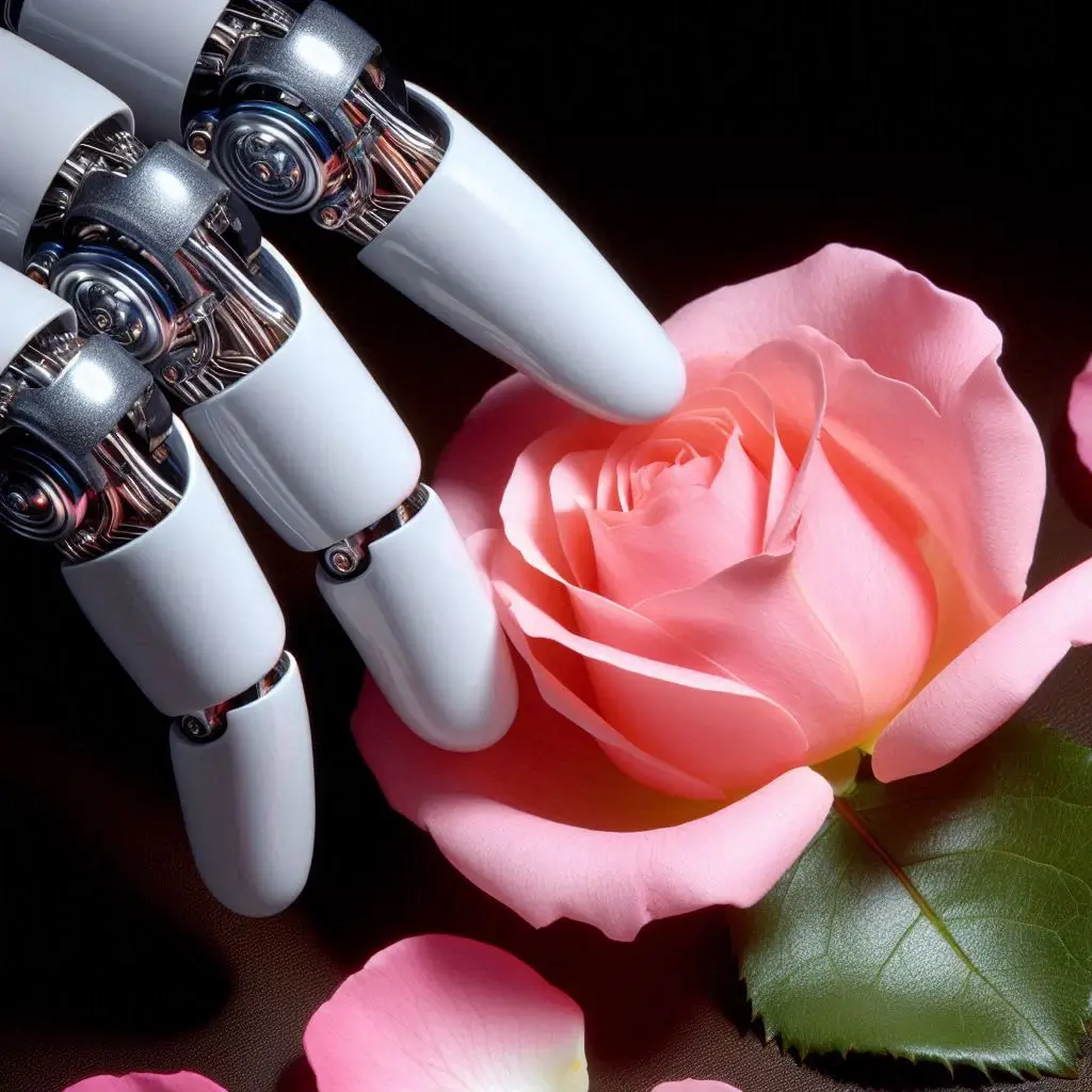 a-robot-touching-a-flower