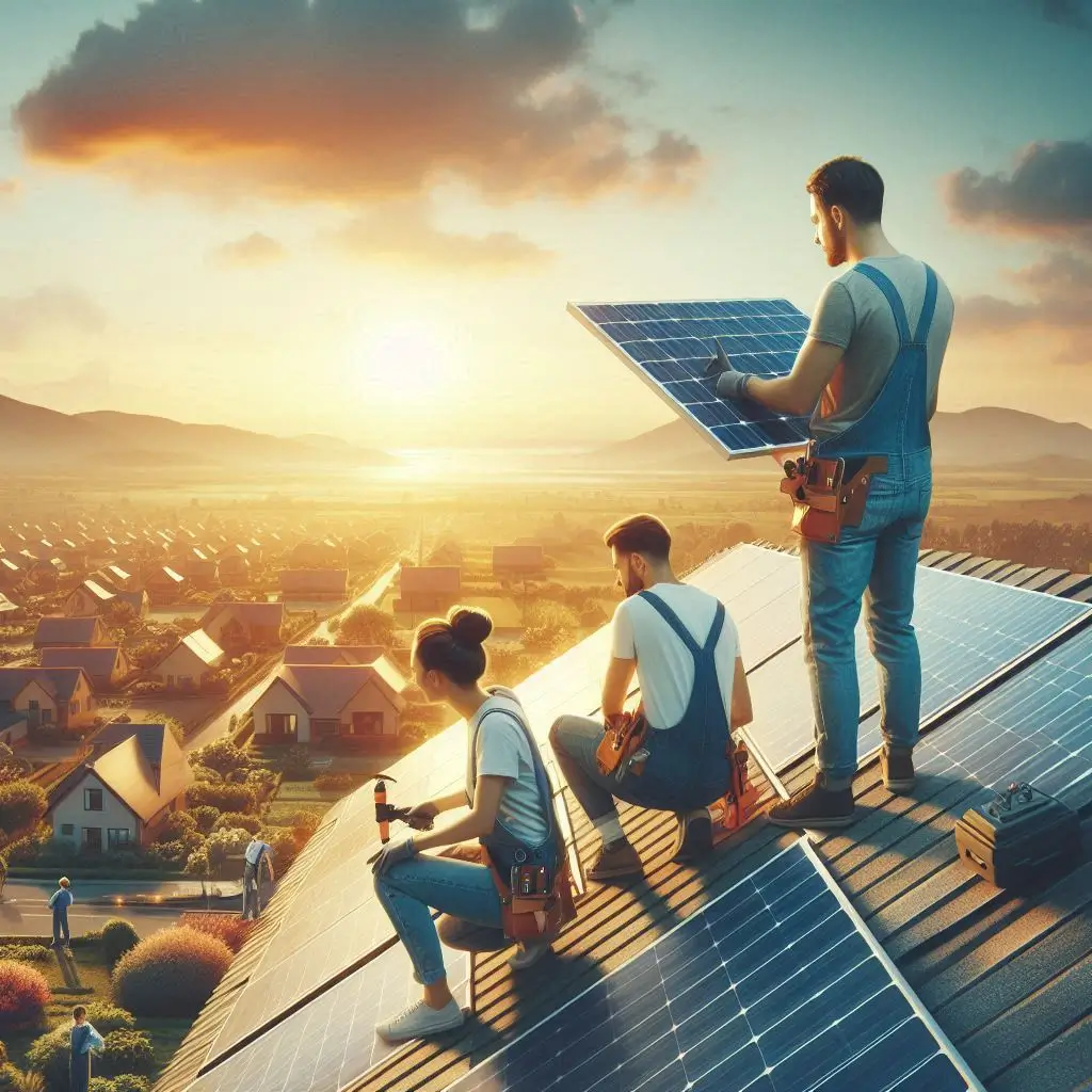 can-you-sell-solar-energy-back-to-the-power-company-men-installing-solar-panels-on-roof