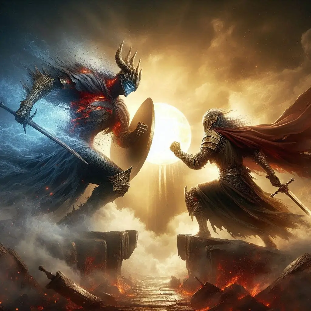 elden-ring-wallpaper-epic-battle-scene-radahn-vs-malenia-vs-earthshaker-light-vs-darkness-7