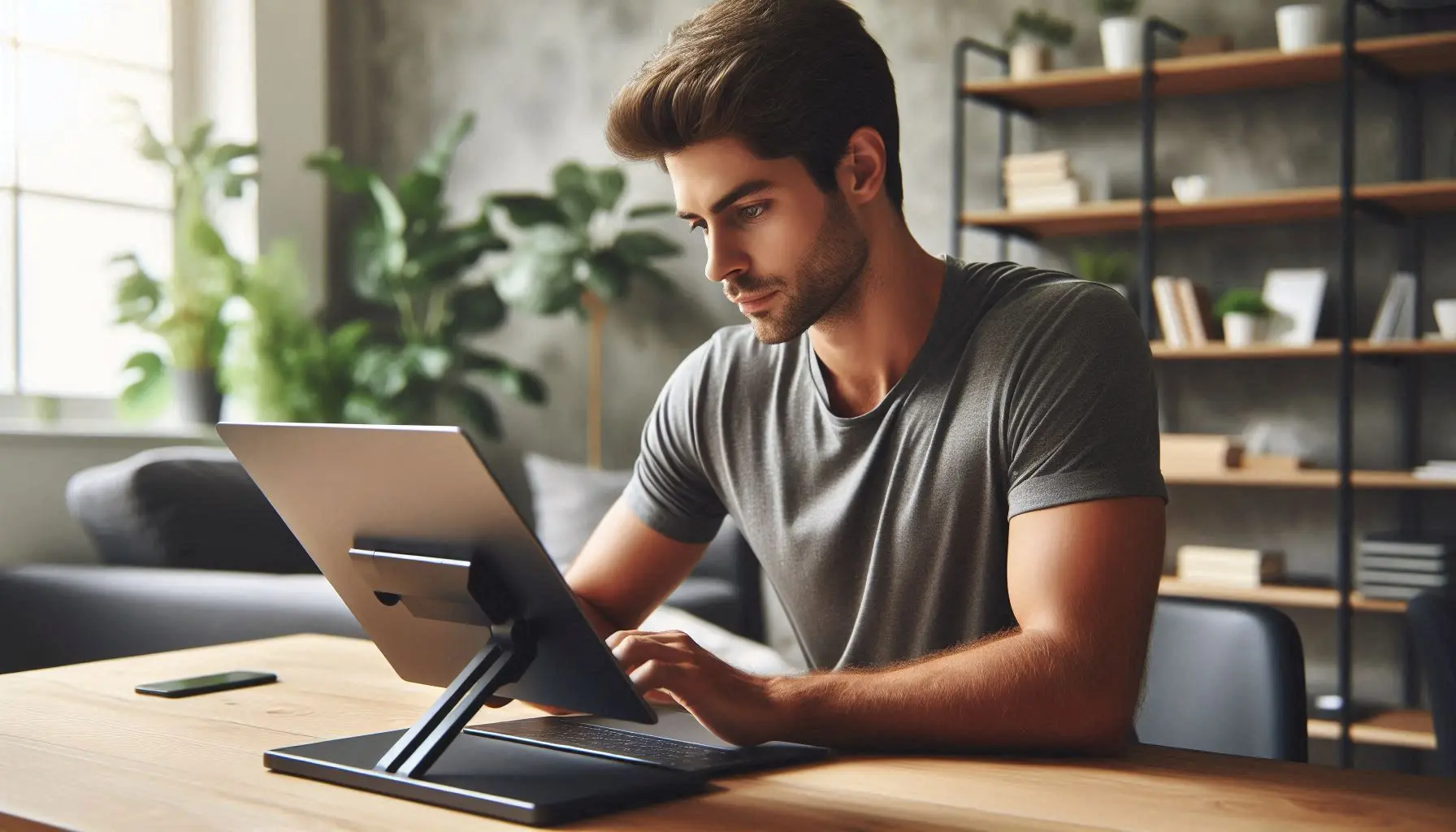 a-handsome-man-using-adjustable-laptop-stand